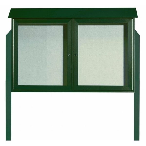 Aarco Aarco Products  Inc. PLD3045-2DPP-4 Green Two Door Hinged Door Plastic Lumber Message Center with Vinyl Posting Surface - Posts Included - 30 in.H x 45 in.W PLD3045-2DPP-4